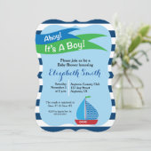 Invitation Blue Sailboat Nautical Boy Baby shower (Debout devant)