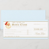 Invitation Blue Santa Cheque Gift Voucher Card (Devant / Derrière)