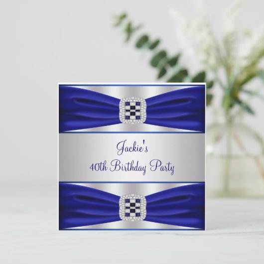 Invitation Blue Sapphire Diamond 40e fête d'anniversaire (Debout devant)