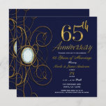 Invitation Blue Sapphire & Gold Diamond 65 65e anniversaire<br><div class="desc">Blue Sapphire & Gold Diamond 65 Invitation du 65e anniversaire</div>