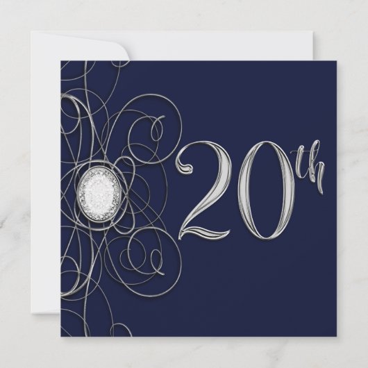 Invitation Blue Sapphire & Silver Diamond 20 20e anniversaire (Dos)