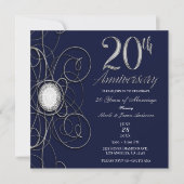 Invitation Blue Sapphire & Silver Diamond 20 20e anniversaire (Devant)