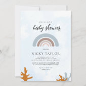 Invitation Blue Sea Boho Rainbow Baby shower (Devant)