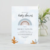 Invitation Blue Sea Boho Rainbow Baby shower (Debout devant)