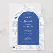 Invitation Blue Sea Shells Beach Summer Arch Baby shower (Devant)