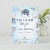Invitation Blue Sea Turtle One der The Sea 1er anniversaire (Debout devant)
