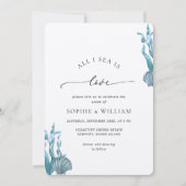 Invitation Blue Seashell Mer Océan Mariage côtier nautique (Devant)