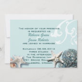 Invitation BLue Seashells Beach Mariage (Devant)