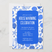 Invitation Blue Seashells Chic Beach House Party (Devant)