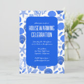 Invitation Blue Seashells Chic Beach House Party (Debout devant)