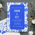 Invitation Blue Seashells Motif Chic Beach Wedding Party<br><div class="desc">Customisez ce faire-part de mariage motif de coquillages faits main avec vos détails. Vous pouvez tout changer depuis les polices, les couleurs et tous les détails. Consultez ma boutique pour trouver les articles correspondants comme les enveloppes, les cartes RSVP, les cartes de remerciement, les cartes de numéro de table, la...</div>