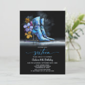 Invitation Blue Sequin Boots 16th Birthday Party (Debout devant)