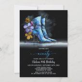 Invitation Blue Sequin Boots 90th Birthday Party (Devant)