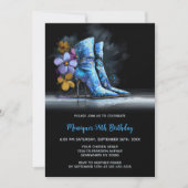 Invitation Blue Sequin Boots Any Age Birthday Party (Devant)
