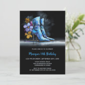 Invitation Blue Sequin Boots Any Age Birthday Party (Debout devant)