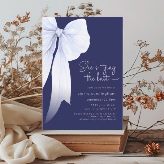 Invitation Blue She's Tying the Knot Bow Fête des mariées