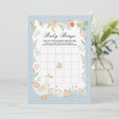 Invitation Blue Silly Goose Floral En vichy Baby Bingo Jeu (Debout devant)