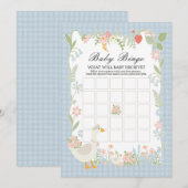 Invitation Blue Silly Goose Floral En vichy Baby Bingo Jeu (Devant / Derrière)