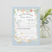 Invitation Blue Silly Goose Floral En vichy Conseils pour béb (Debout devant)