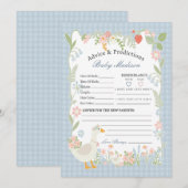 Invitation Blue Silly Goose Floral En vichy Conseils pour béb (Devant / Derrière)