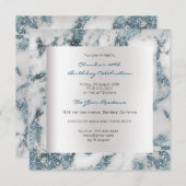 Invitation Blue Silver Abstrait Marbre gris fête d'anniversai (Devant / Derrière)