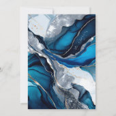 Invitation Blue Silver Agate Marble Glitter Wedding (Dos)