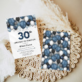 Invitation Blue Silver Black & White 30e anniversaire Invitat