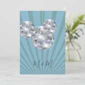 Invitation Blue Silver Disco Sun Rays Chic Mariage (Debout devant)