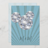 Invitation Blue Silver Disco Sun Rays Chic Mariage (Devant / Derrière)