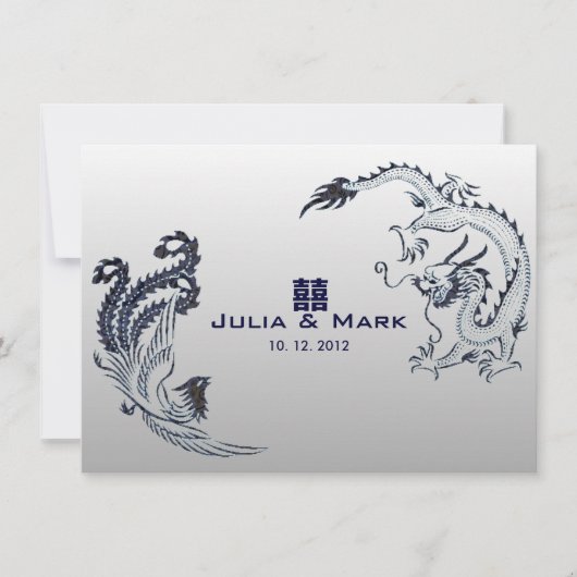 Invitation ©Blue Silver Dragon-Phoenix Mariage chinois (Devant)