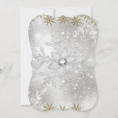 Invitation Blue Silver & Gold Holly Baubles Noël (Dos)