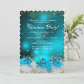 Invitation Blue Silver & Gold Holly Baubles Noël Party 2 (Debout devant)
