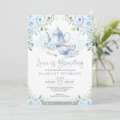 Invitation Blue Silver Love brasse du thé à la Fête des marié (Debout devant)