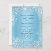 Invitation Blue Silver Winter Wonderland Sweet 16 Tiara (Devant)