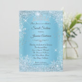 Invitation Blue Silver Winter Wonderland Sweet 16 Tiara (Debout devant)
