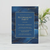 Invitation Blue Simple Elegant Retraite Party (Debout devant)