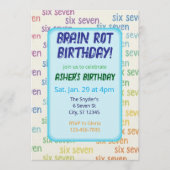 Invitation Blue Six Seven Brain Rot Birthday (Devant)