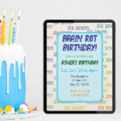 Invitation Blue Six Seven Brain Rot Birthday