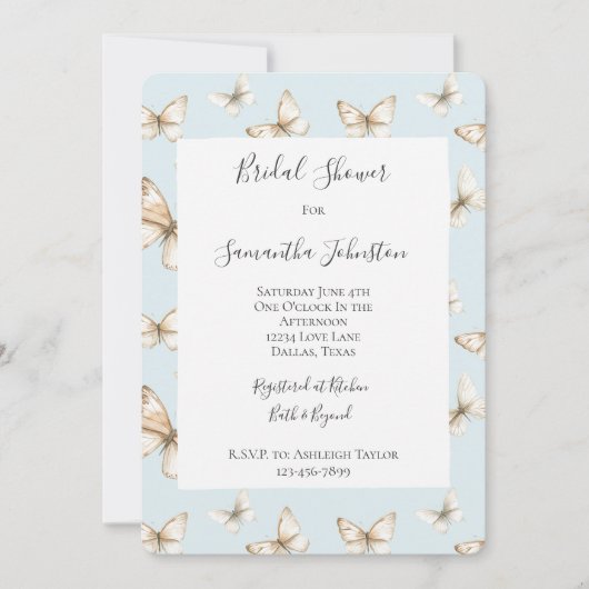 Invitation Blue Skies & Butterflies Bridal Shower (Devant)