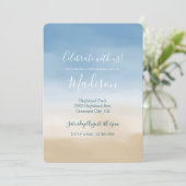 Invitation Blue Sky Beige Sand Ombre Aquarelle (Debout devant)