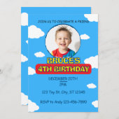 Invitation Blue Sky & Clouds Friend Birthday (Devant / Derrière)