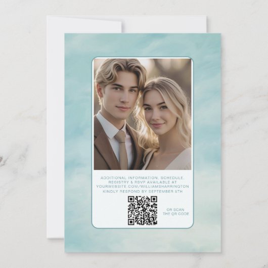 Invitation Blue Sky Nuages Mariage Inviter QR Code Ethereal (Dos)