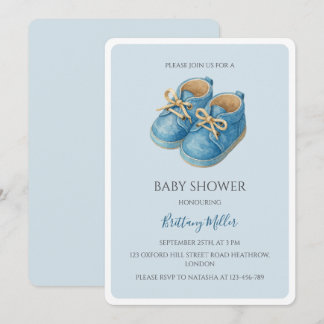 Invitation Blue Sneakers Baby Shower Sports