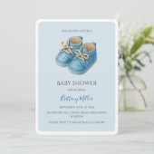 Invitation Blue Sneakers Baby Shower Sports (Debout devant)
