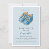 Invitation Blue Sneakers Baby Shower Sports (Devant)