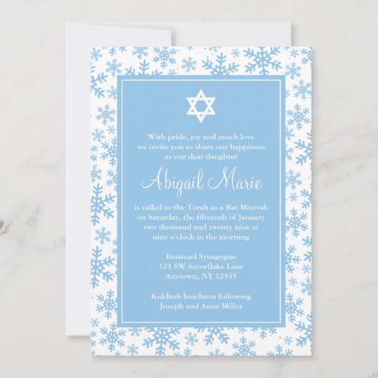 Invitation Blue Snowflake à la frontière étoile de David Bat  (Devant)