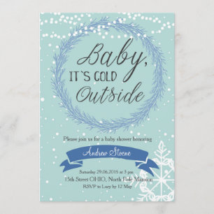 Invitation Blue Snowflake Baby Il fait froid à l'extérieur de