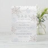 Invitation Blue Snowflake Baby Son Baby shower Cold Drive by (Debout devant)