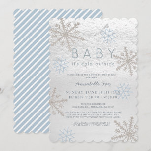 Invitation Blue Snowflake Baby Son Baby shower Cold Drive by