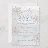Invitation Blue Snowflake Baby Son Baby shower virtuel froid (Devant)